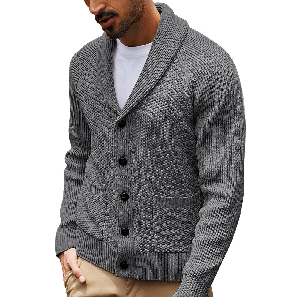 Men's Knitted Shawl Collar Cardigan