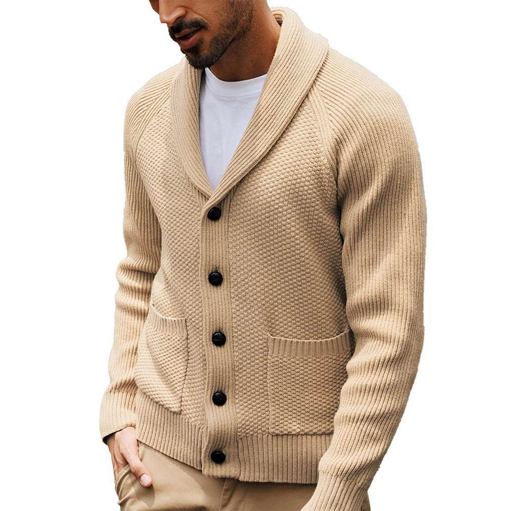Men's Knitted Shawl Collar Cardigan