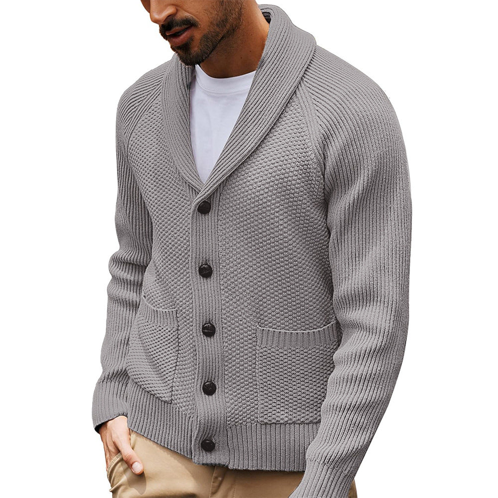 Men's Knitted Shawl Collar Cardigan