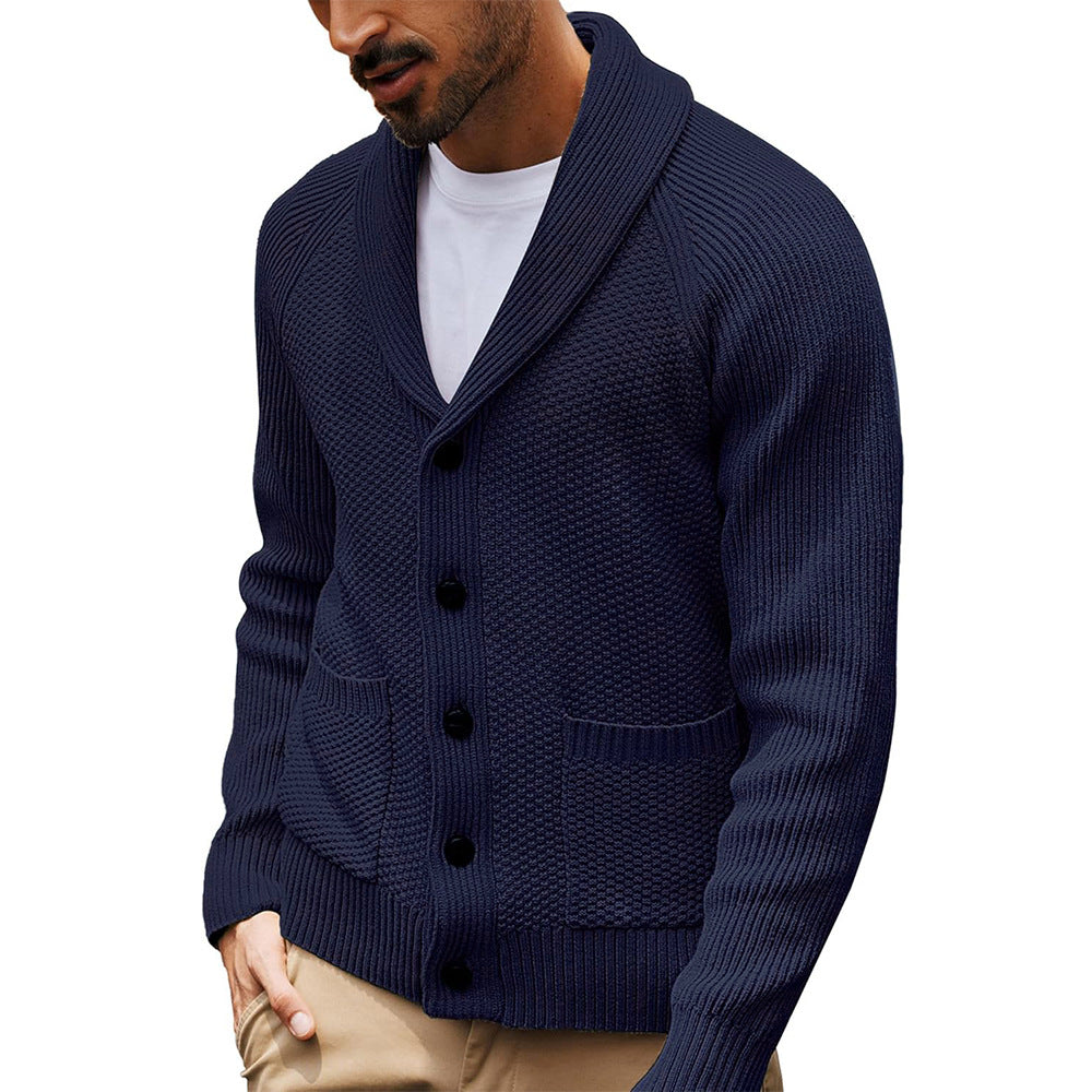 Men's Knitted Shawl Collar Cardigan