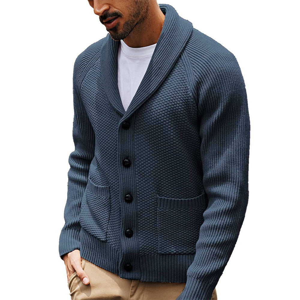 Men's Knitted Shawl Collar Cardigan