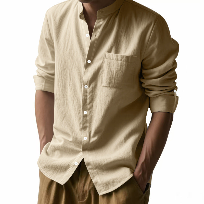 Men's Lightweight Linen-Blend Collar Shirt