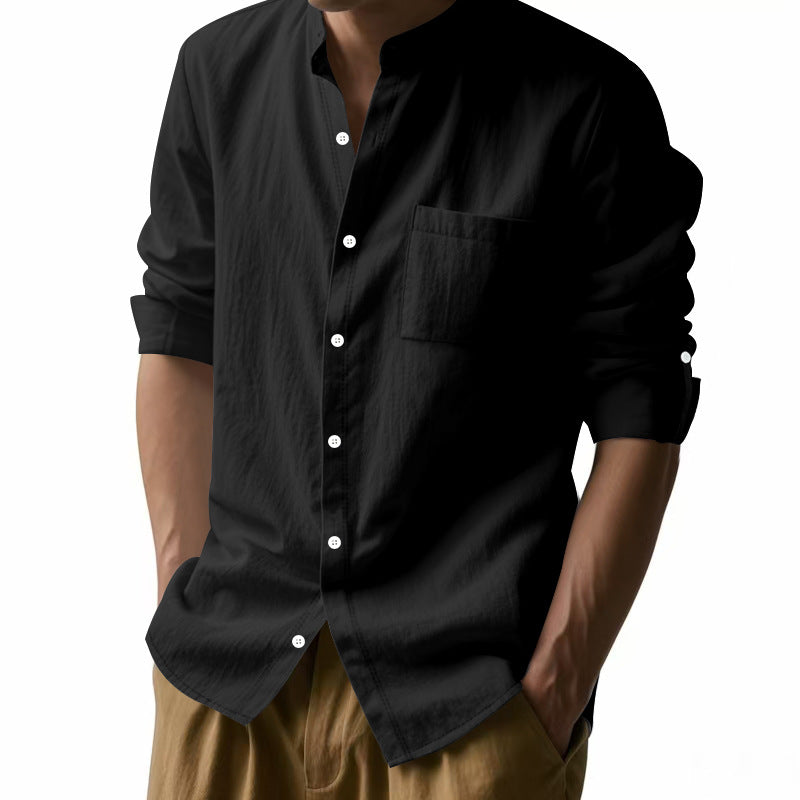 Men's Lightweight Linen-Blend Collar Shirt