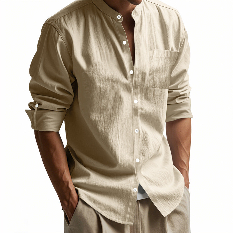 Men's Lightweight Linen-Blend Collar Shirt