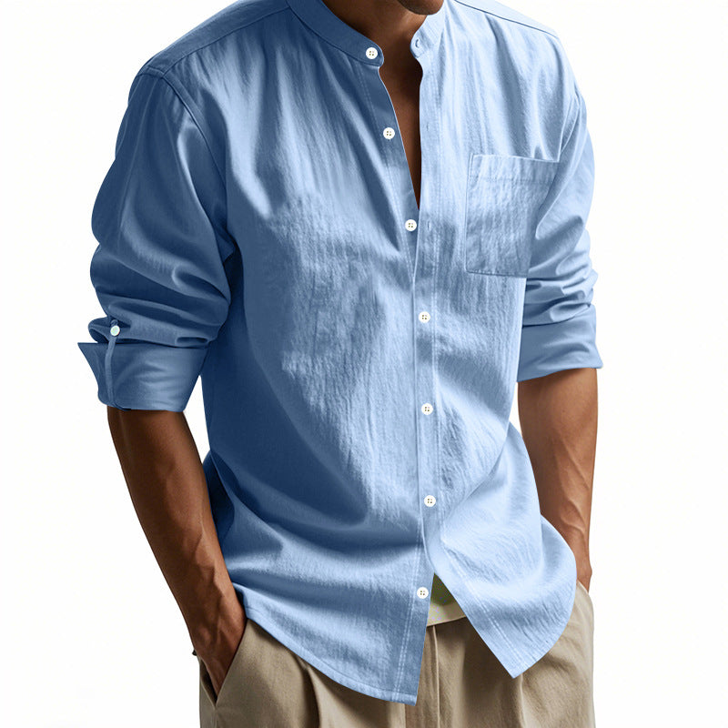 Men's Lightweight Linen-Blend Collar Shirt