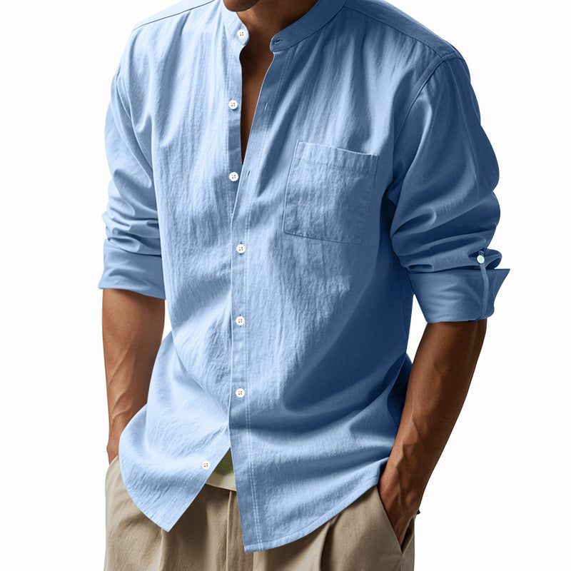 Men's Lightweight Linen-Blend Collar Shirt