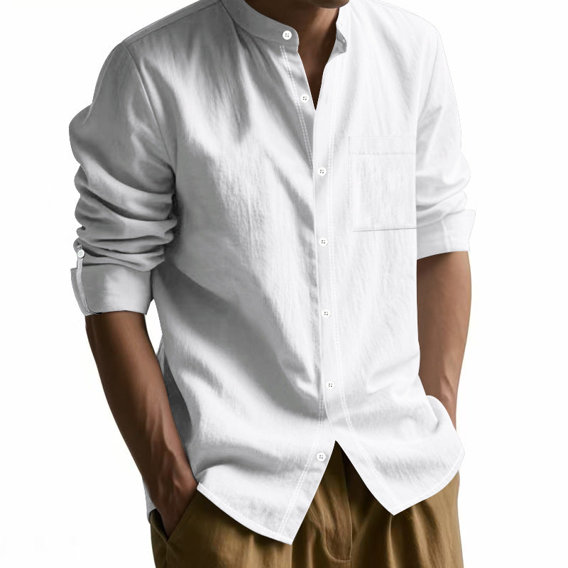 Men's Lightweight Linen-Blend Collar Shirt