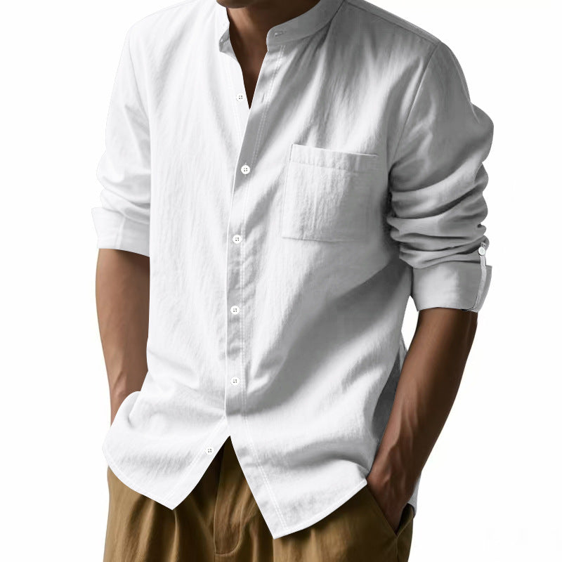 Men's Lightweight Linen-Blend Collar Shirt