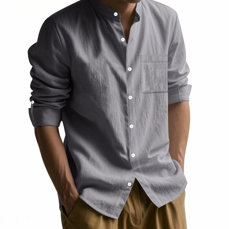 Men's Lightweight Linen-Blend Collar Shirt