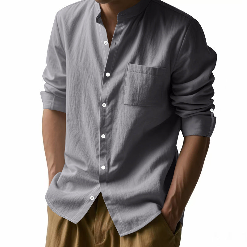 Men's Lightweight Linen-Blend Collar Shirt
