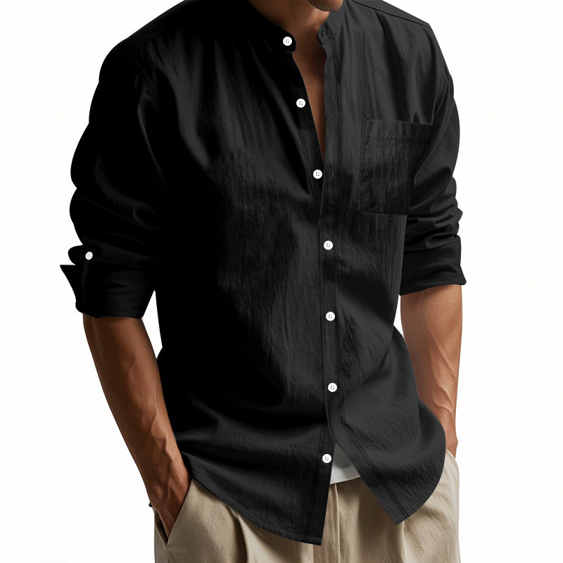 Men's Lightweight Linen-Blend Collar Shirt