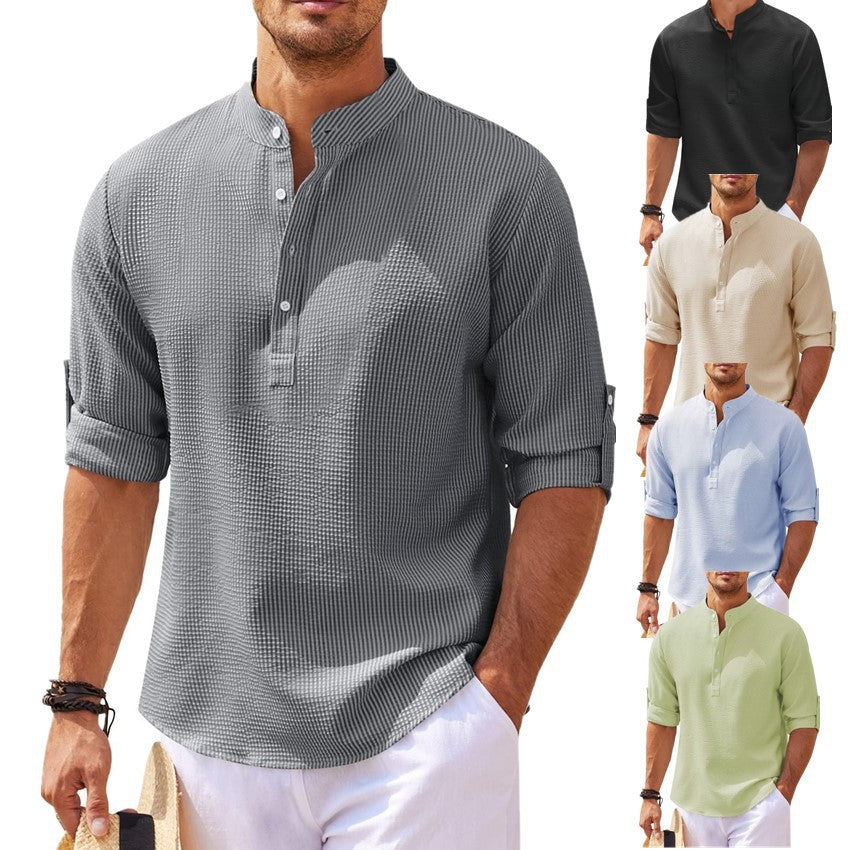 Camisa Henley de manga larga para hombre