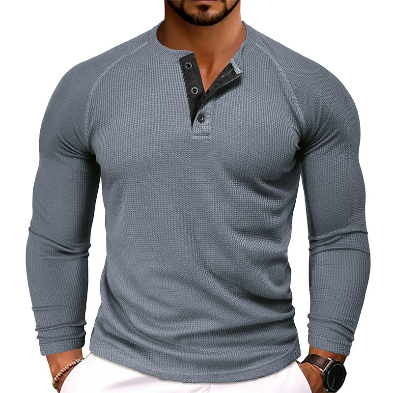 Herren-Langarm-Henley-Shirt