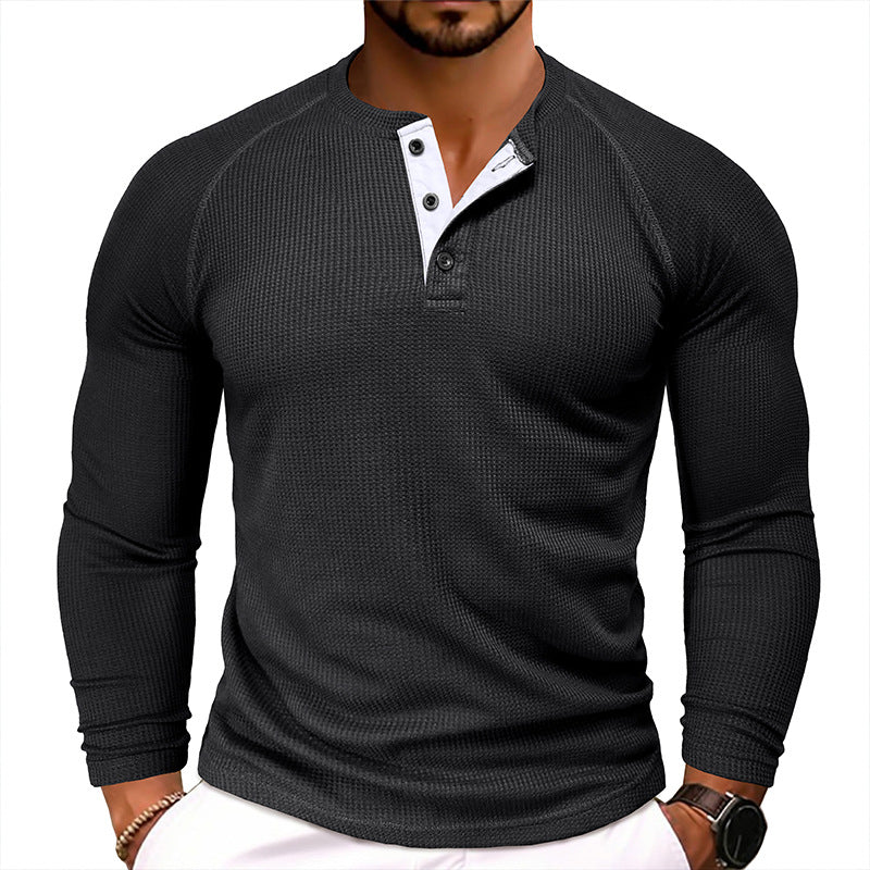 Herren-Langarm-Henley-Shirt