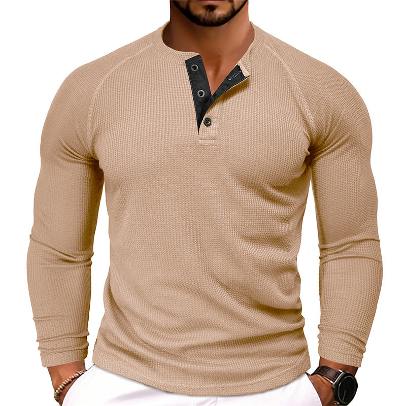 Herren-Langarm-Henley-Shirt