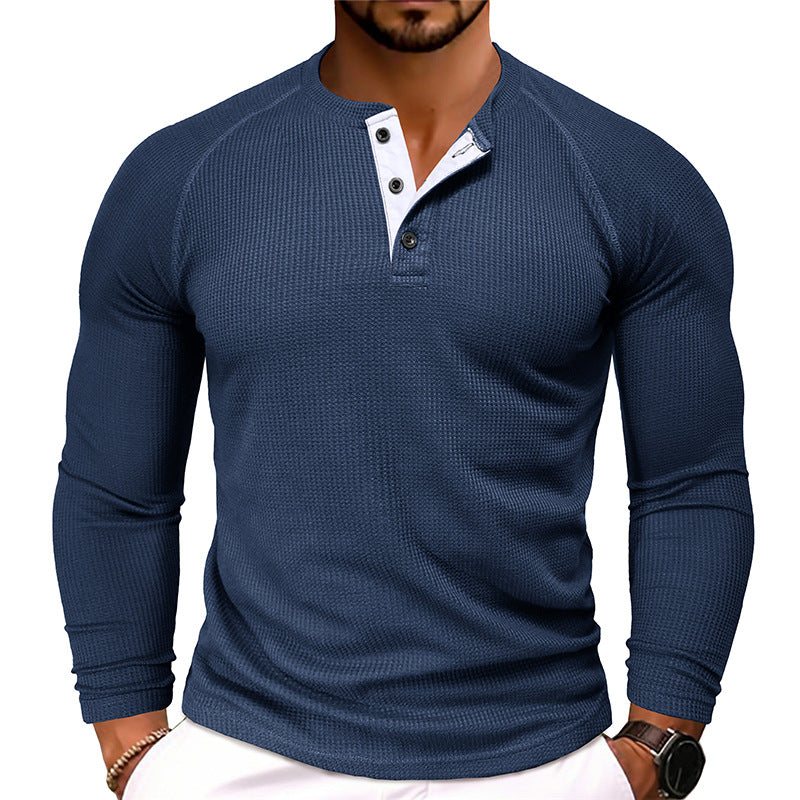 Herren-Langarm-Henley-Shirt