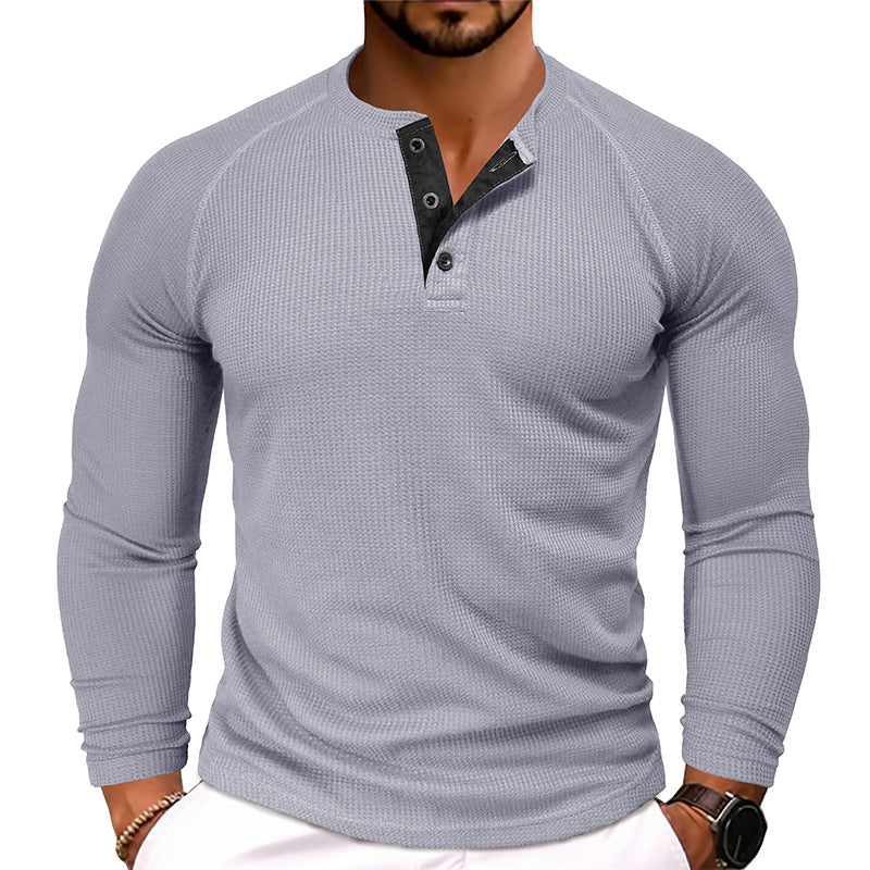 Herren-Langarm-Henley-Shirt