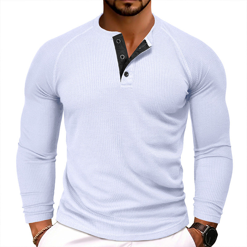 Herren-Langarm-Henley-Shirt