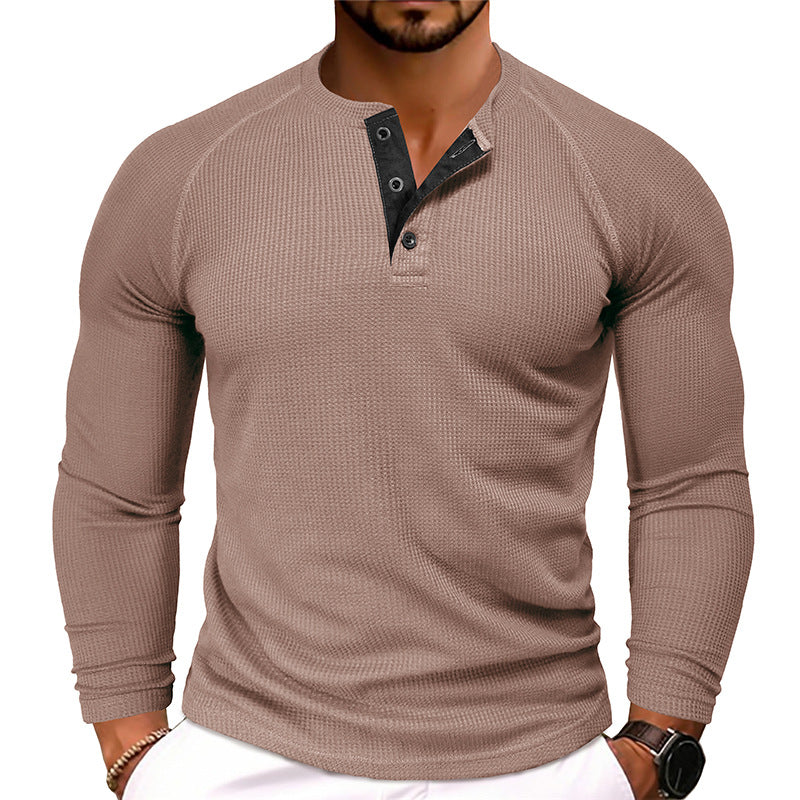 Herren-Langarm-Henley-Shirt