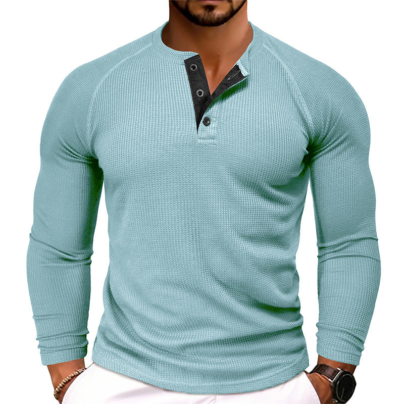 Herren-Langarm-Henley-Shirt