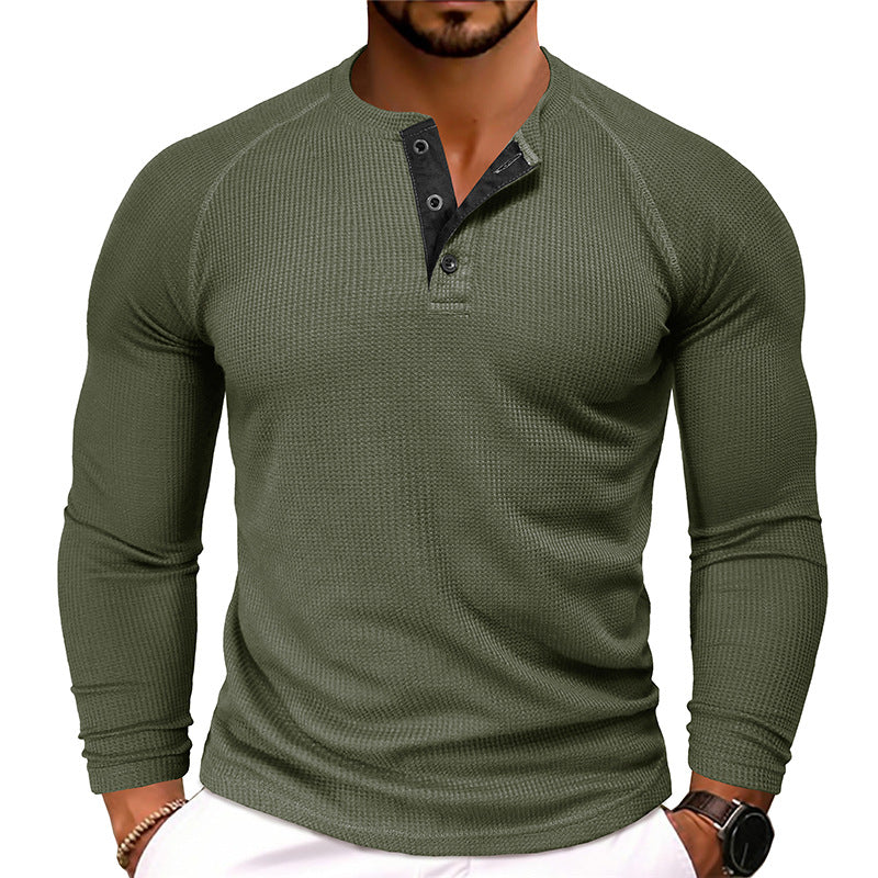 Herren-Langarm-Henley-Shirt