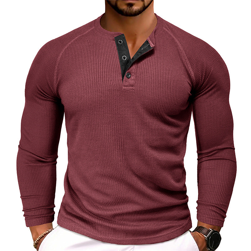 Herren-Langarm-Henley-Shirt
