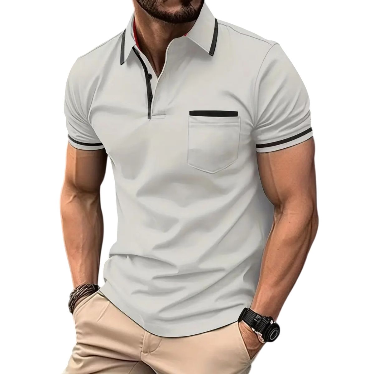 Men’s Modern Slim-Fit Contrast Trim Polo Shirt