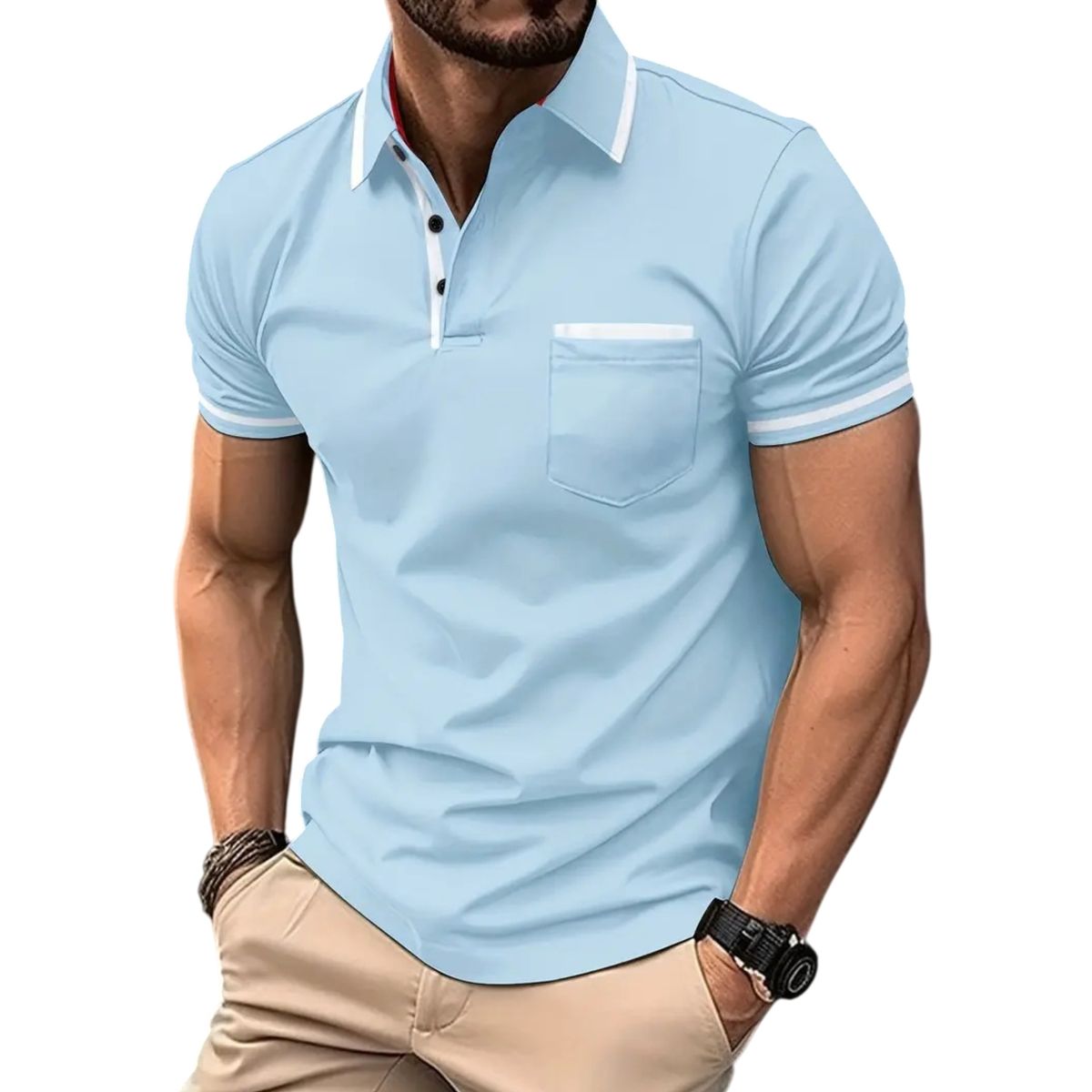 Men’s Modern Slim-Fit Contrast Trim Polo Shirt