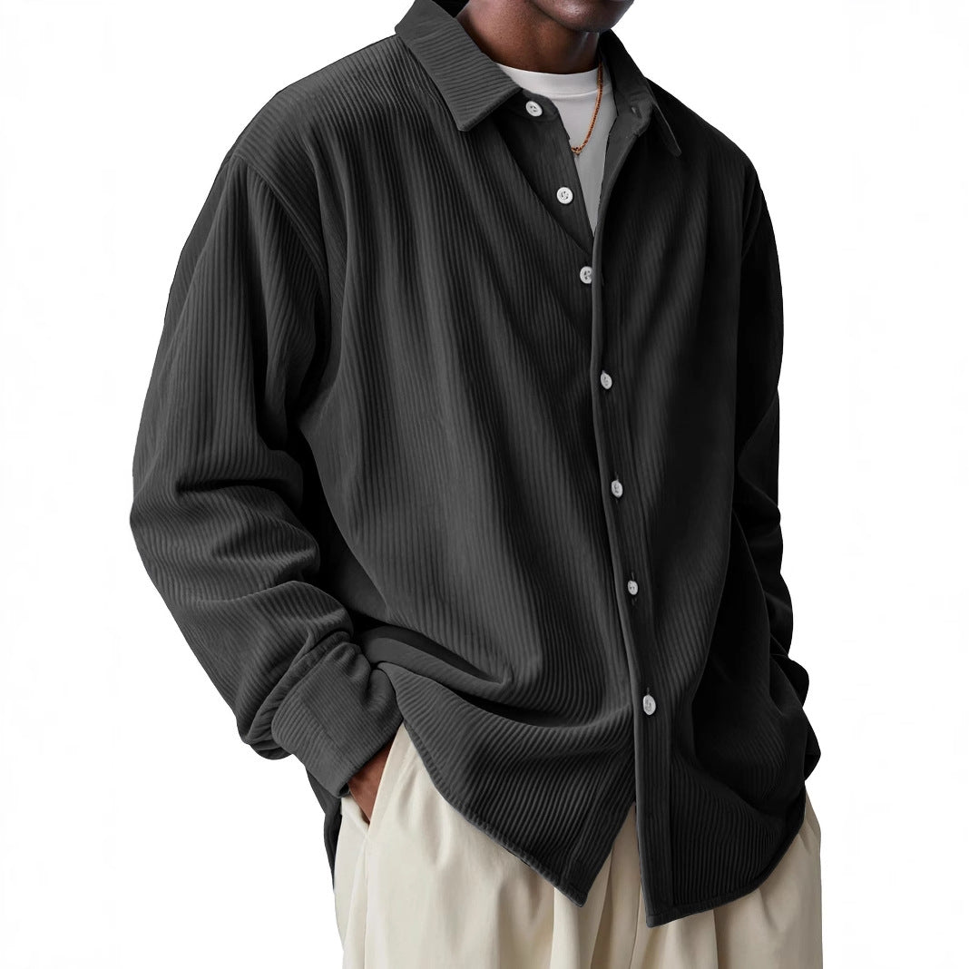 Men’s Pleated Texture Lightweight Long Sleeve Shirt