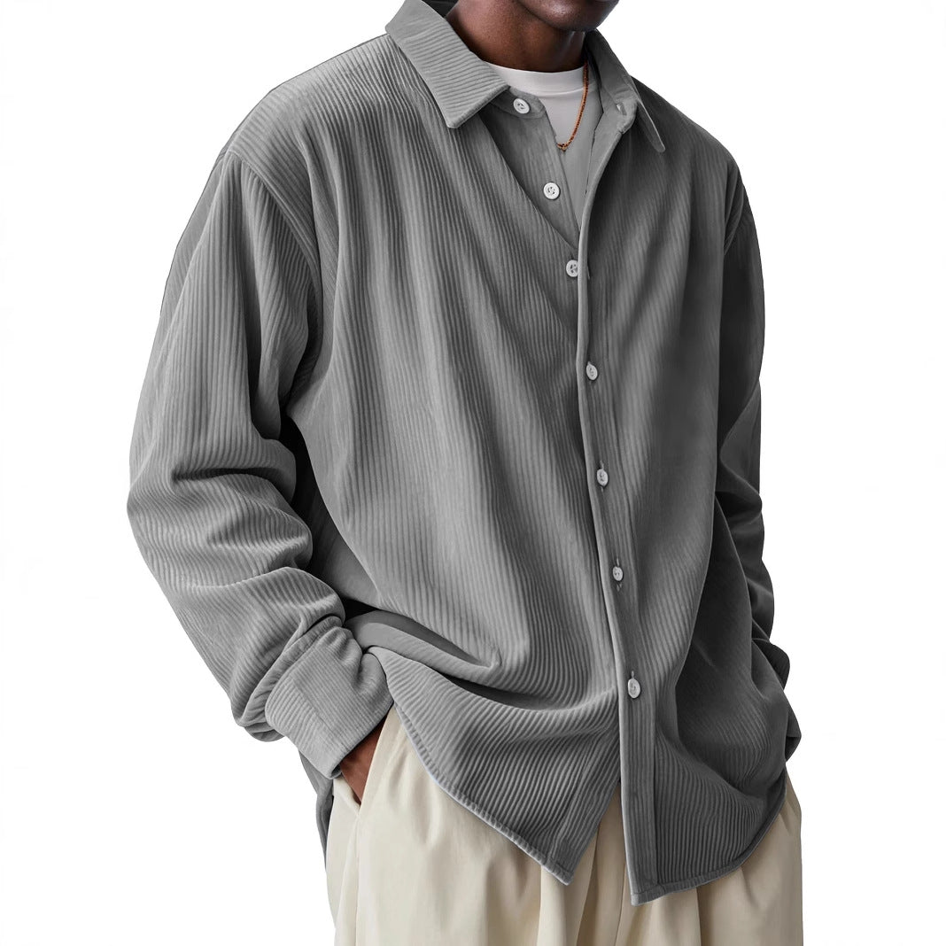 Men’s Pleated Texture Lightweight Long Sleeve Shirt
