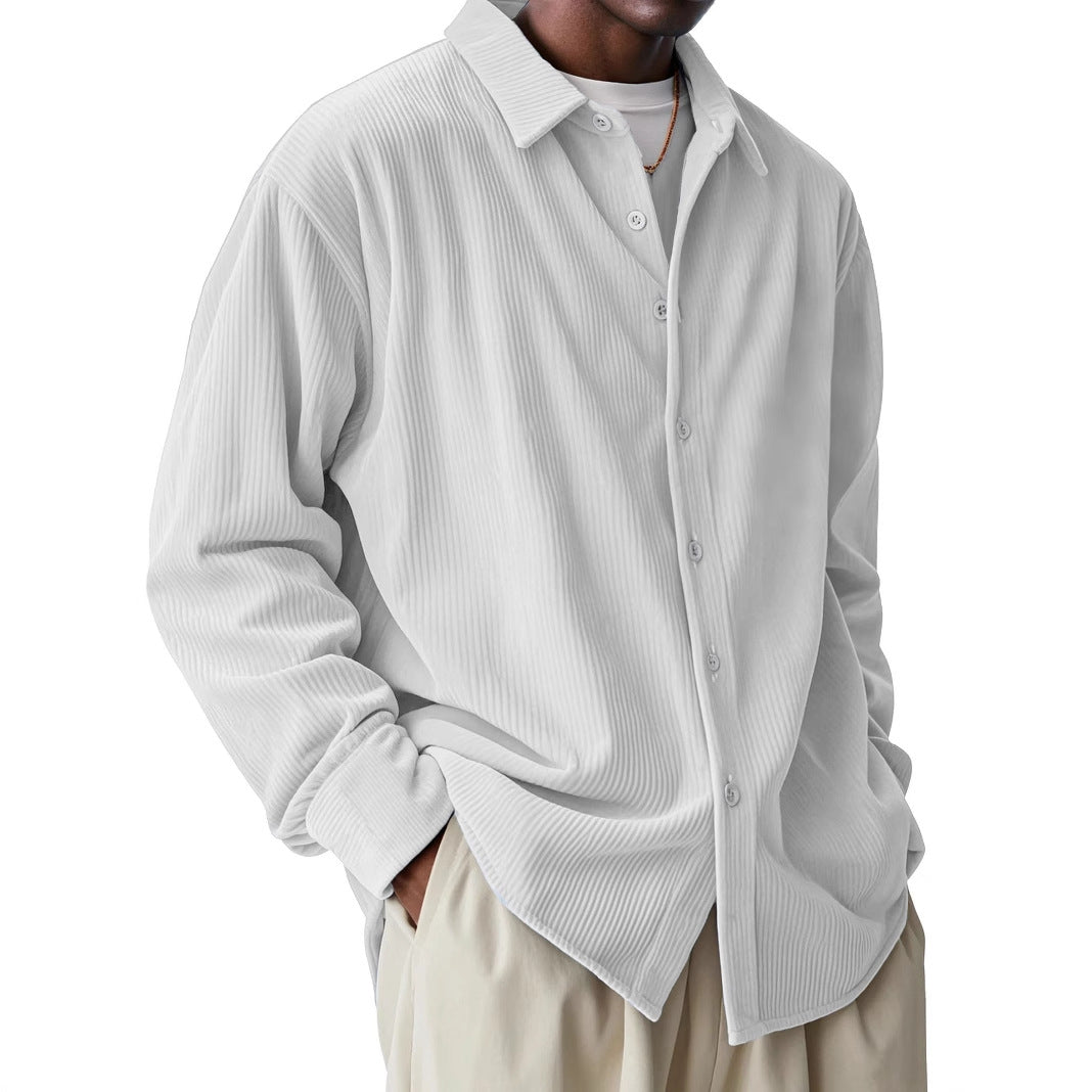 Men’s Pleated Texture Lightweight Long Sleeve Shirt