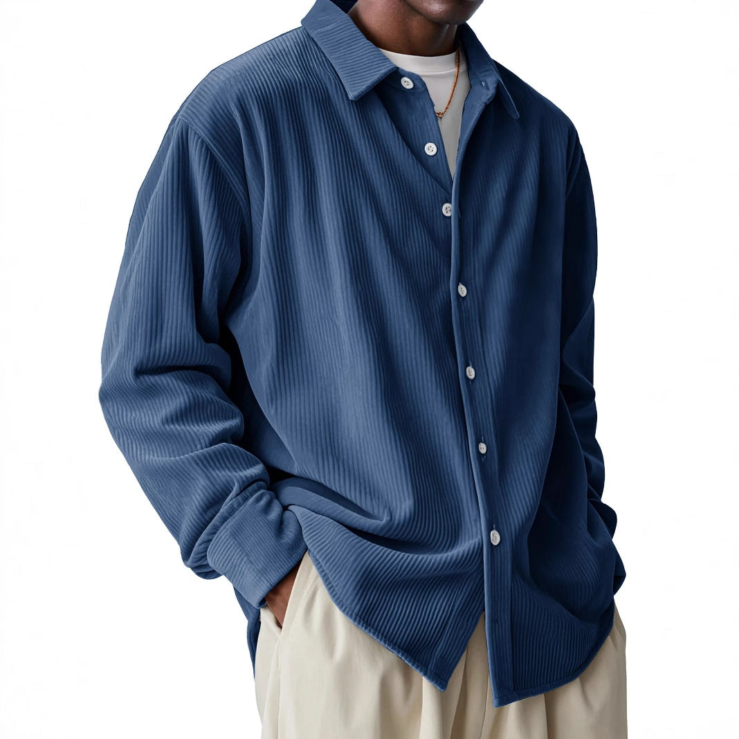 Men’s Pleated Texture Lightweight Long Sleeve Shirt