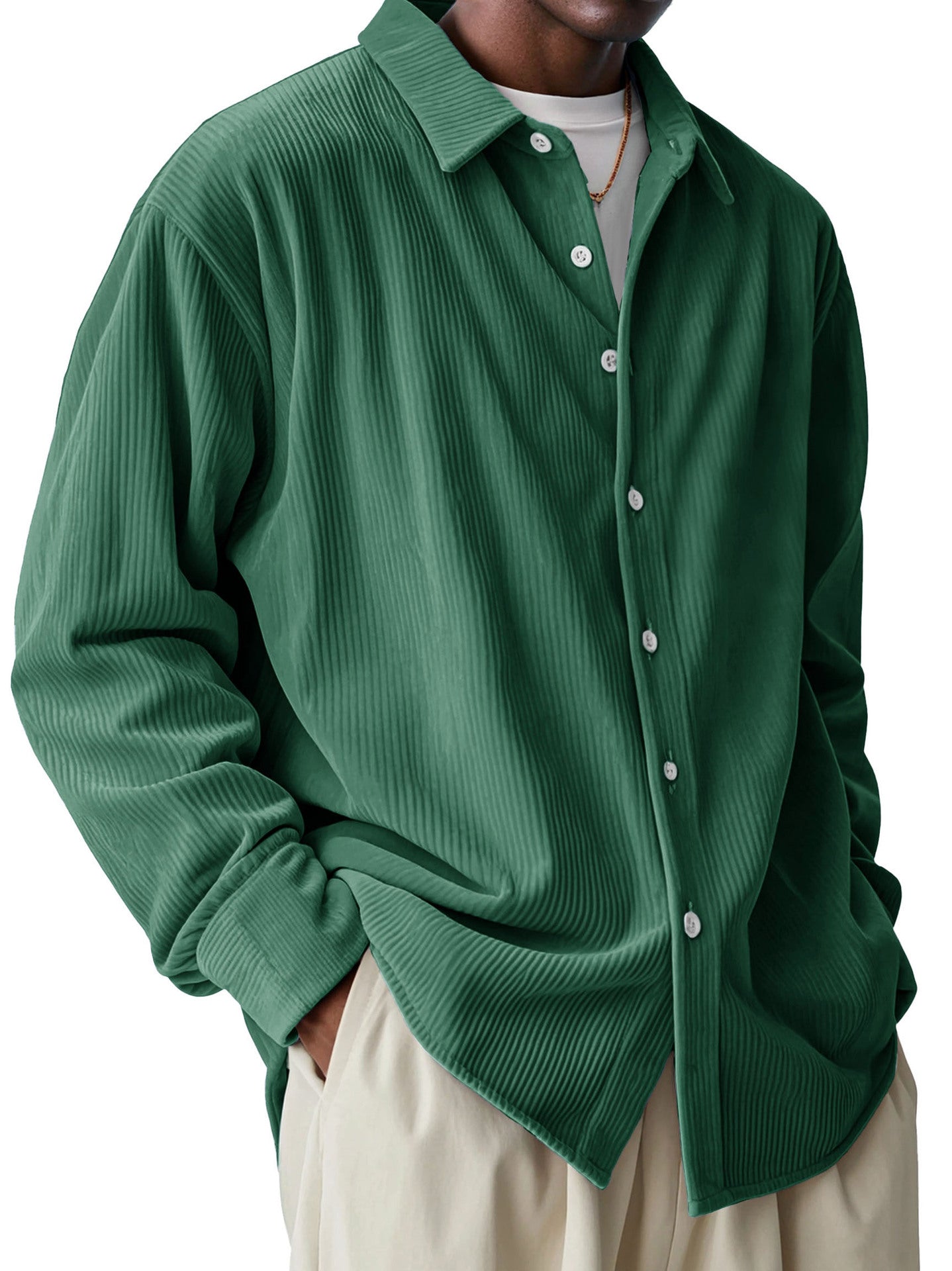 Men’s Pleated Texture Lightweight Long Sleeve Shirt