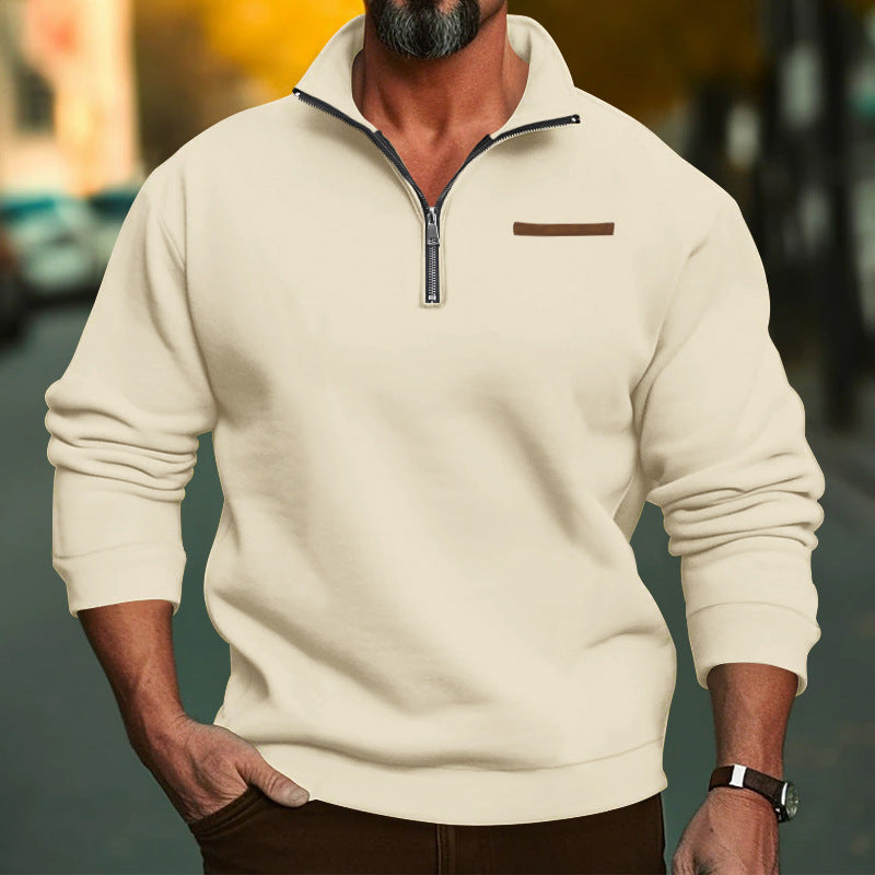 Men's Premium Cotton Zip-Up Pullover Sweatshirt