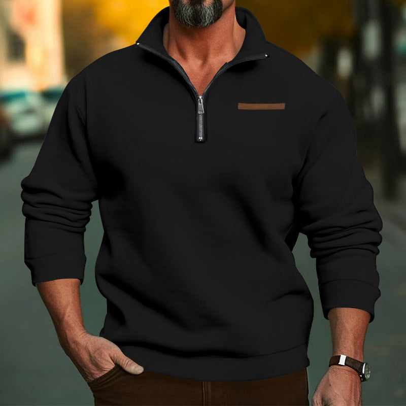 Men's Premium Cotton Zip-Up Pullover Sweatshirt