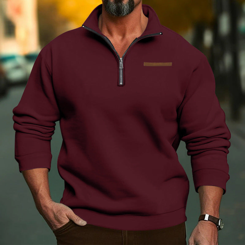 Men's Premium Cotton Zip-Up Pullover Sweatshirt