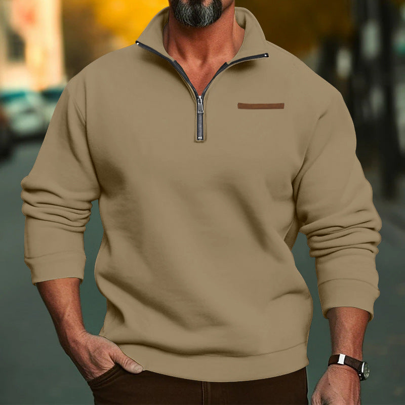 Men's Premium Cotton Zip-Up Pullover Sweatshirt