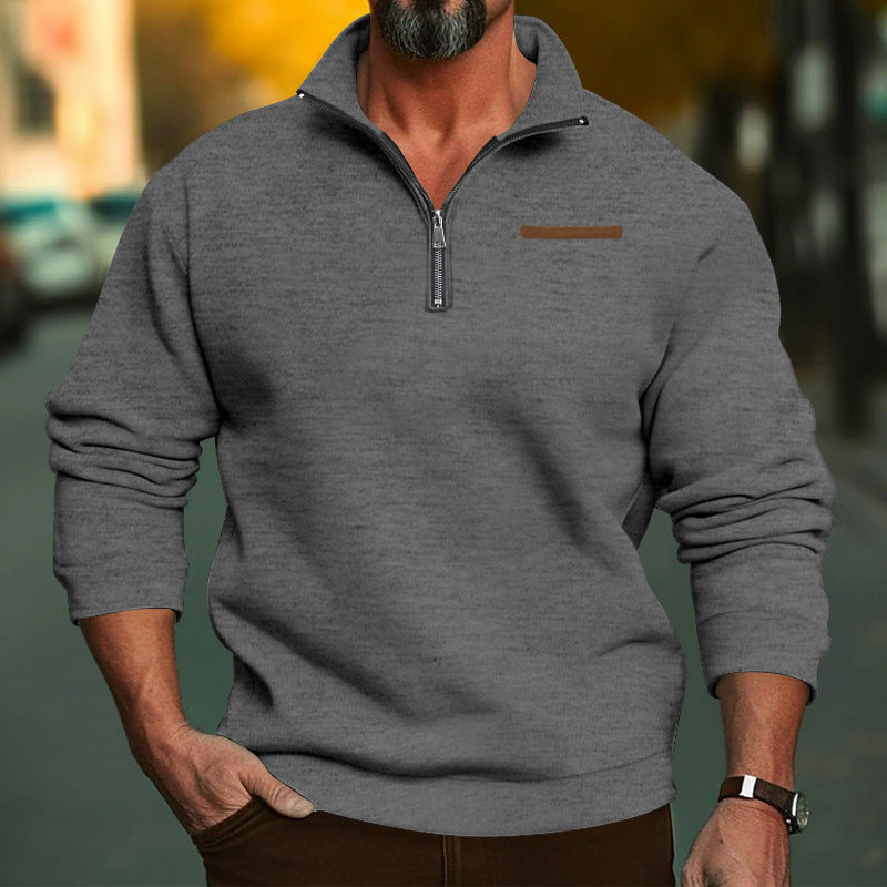 Men's Premium Cotton Zip-Up Pullover Sweatshirt