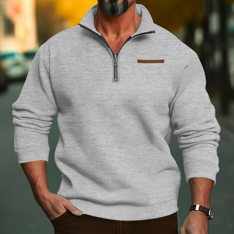 Men's Premium Cotton Zip-Up Pullover Sweatshirt