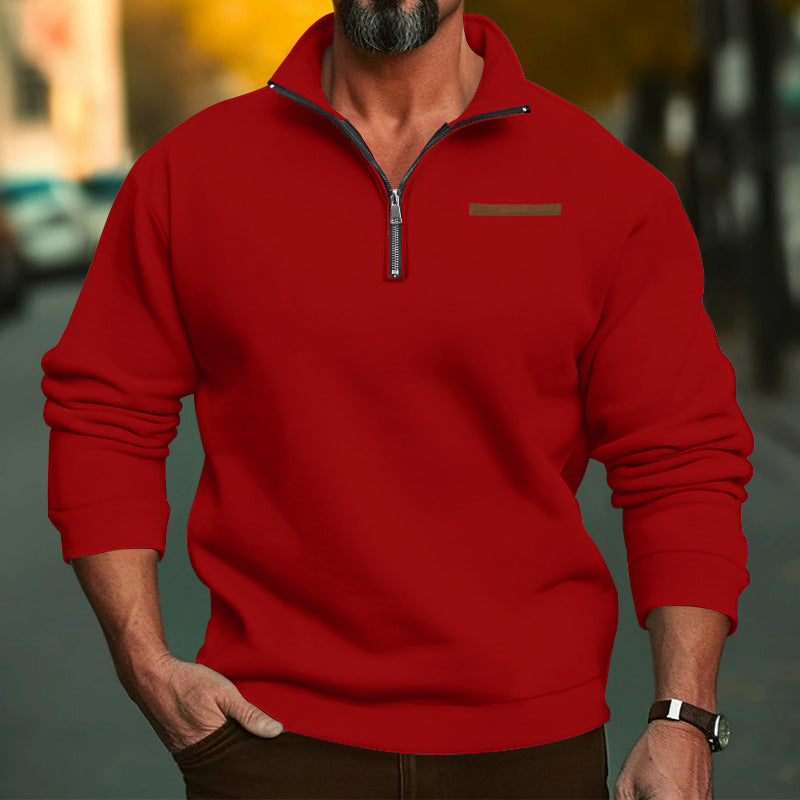 Men's Premium Cotton Zip-Up Pullover Sweatshirt
