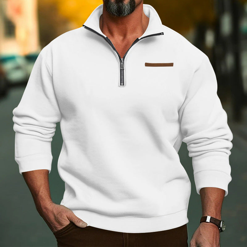 Men's Premium Cotton Zip-Up Pullover Sweatshirt
