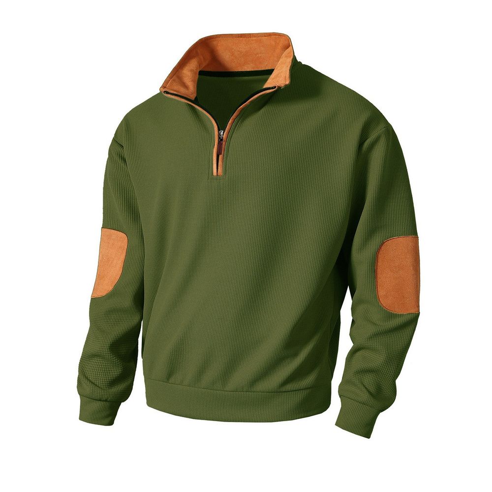 Men's Premium Elbow Patches Zip-Up Sweatshirt