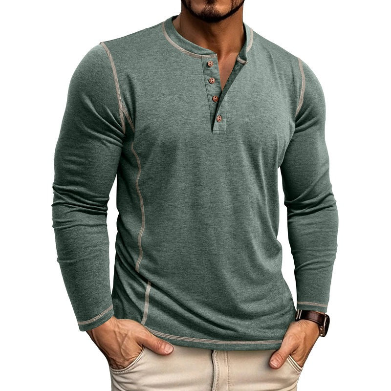 Premium Langarm-Henley-Shirt für Herren