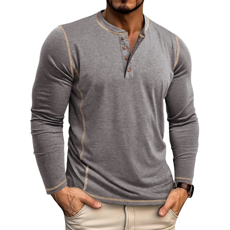 Premium Langarm-Henley-Shirt für Herren