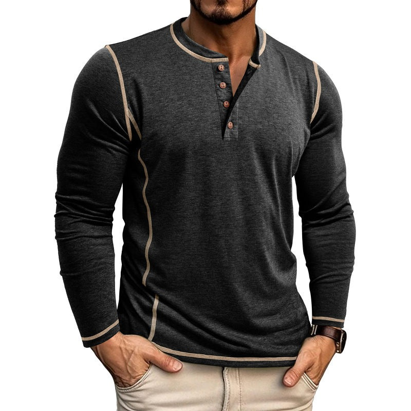 Premium Langarm-Henley-Shirt für Herren