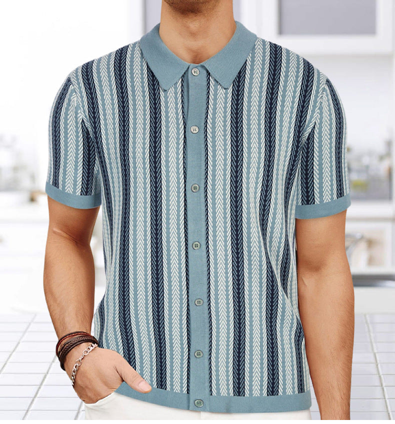 Men's Retro Vibe Button-Up Knit Shirt