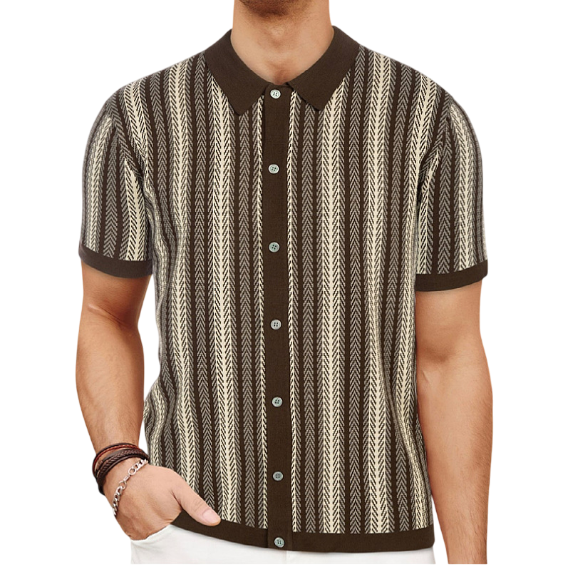 Men's Retro Vibe Button-Up Knit Shirt