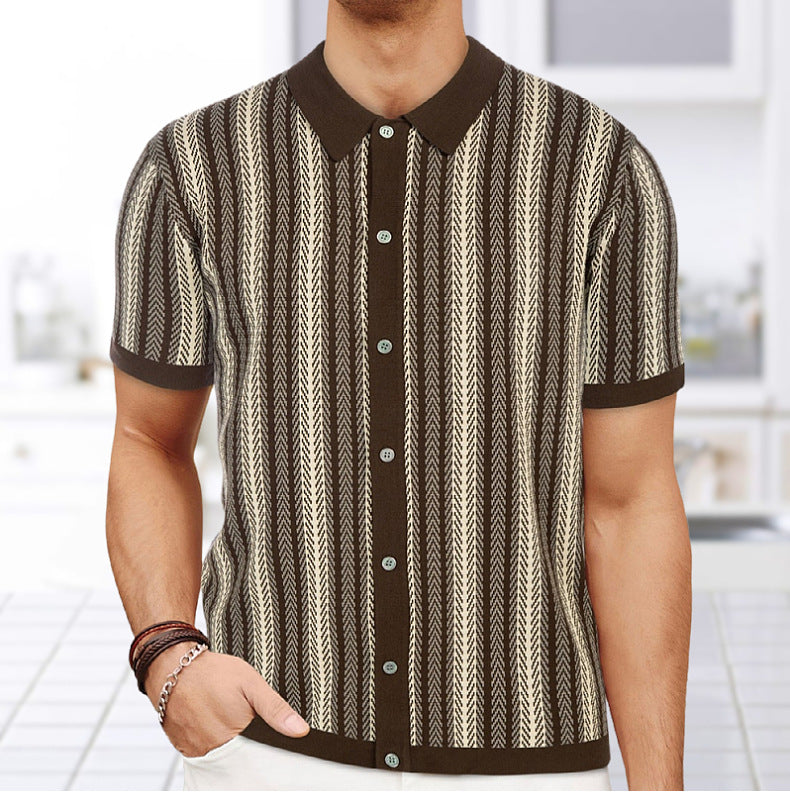 Men's Retro Vibe Button-Up Knit Shirt
