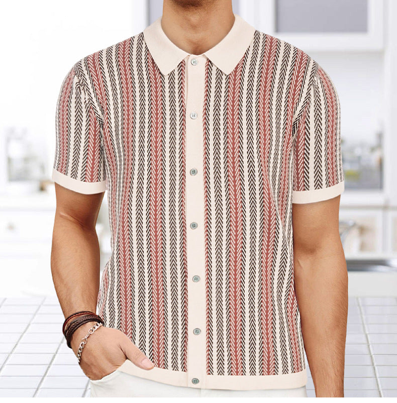 Men's Retro Vibe Button-Up Knit Shirt