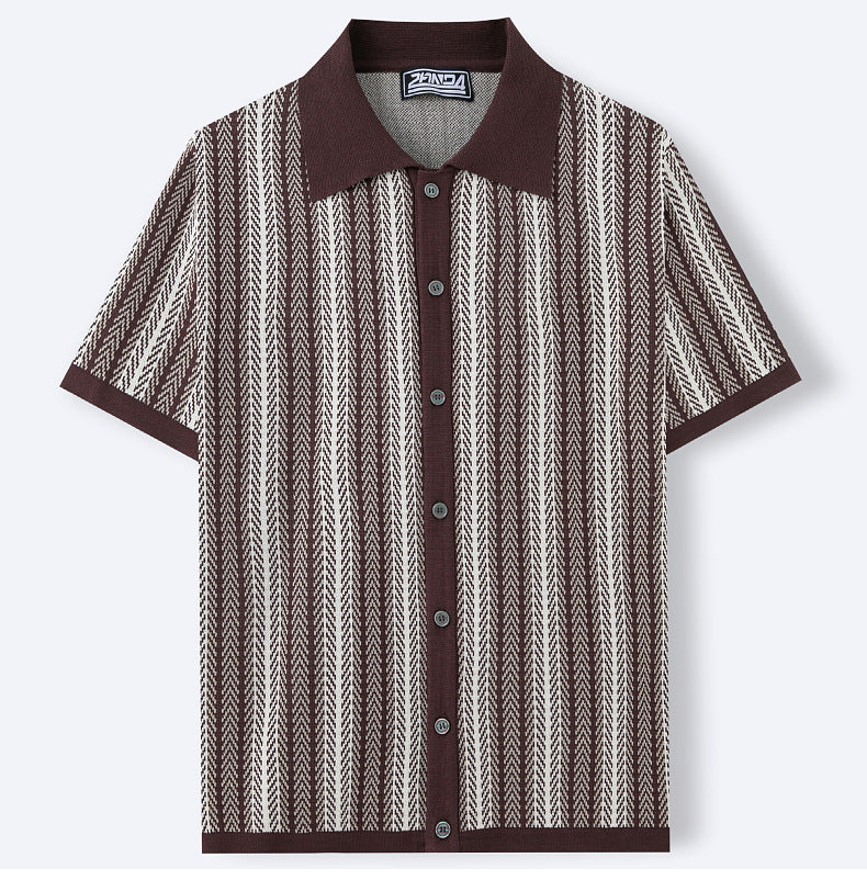 Men's Retro Vibe Button-Up Knit Shirt